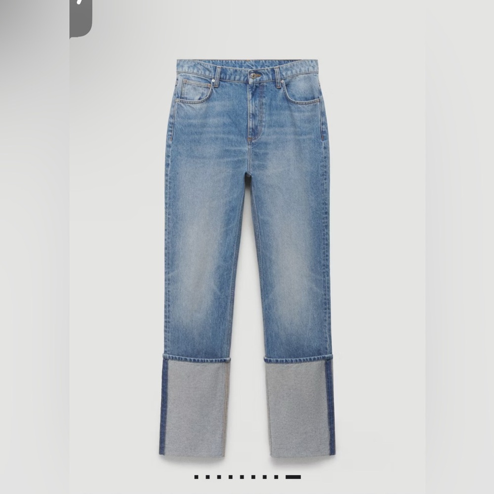 Mango Turned-up Straight Jeans in Medium Blue. Size 8 NWT